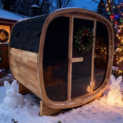 4-Person Premium Canadian Red Cedar Outdoor Traditional Steam Sauna with Tinted Glass Panels
