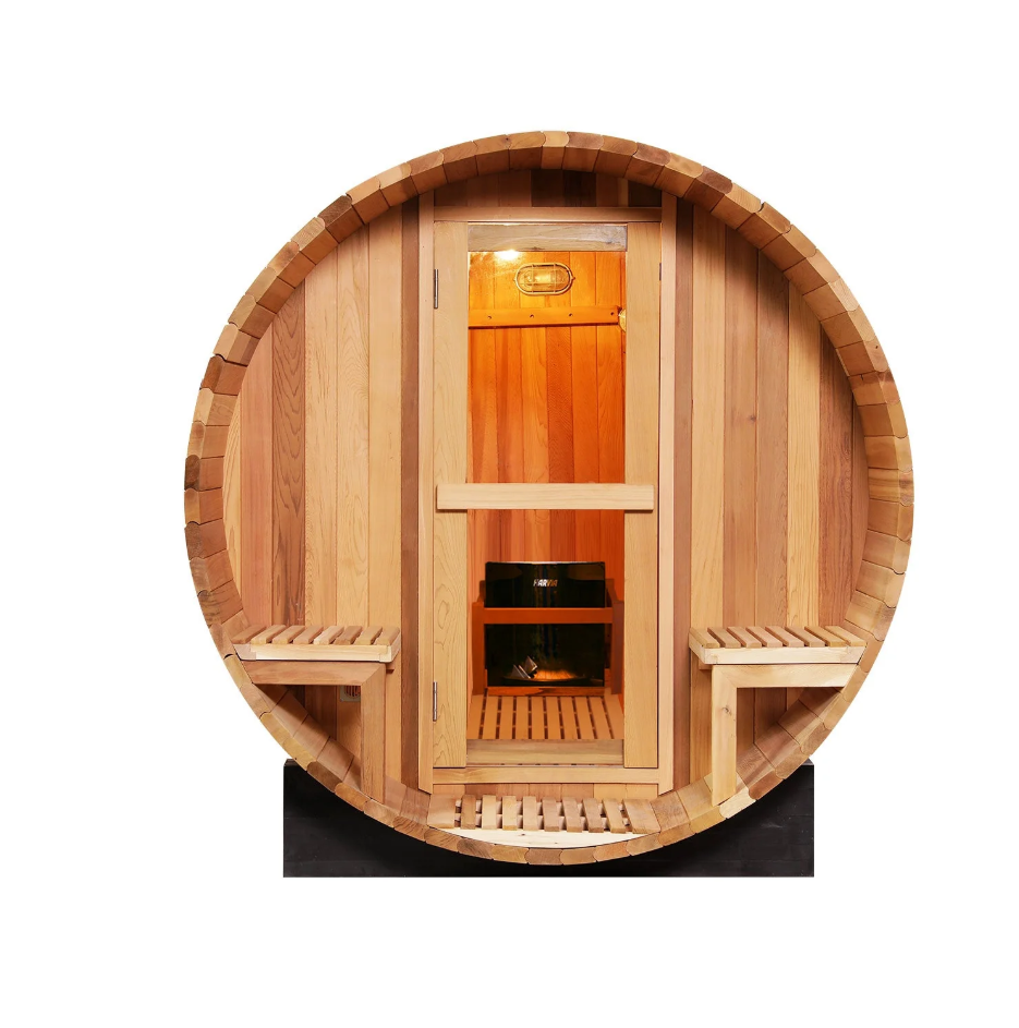 6 Person Outdoor Barrel Sauna with Front Porch