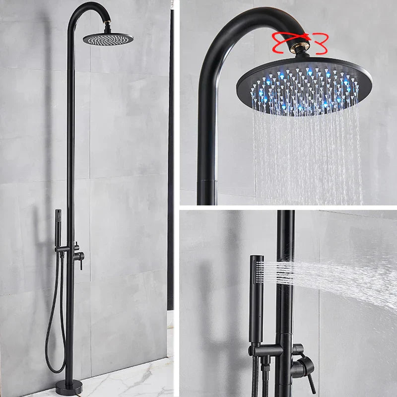 DecorBites™ LED Black Outdoor Shower Set with 10" Rainfall Head