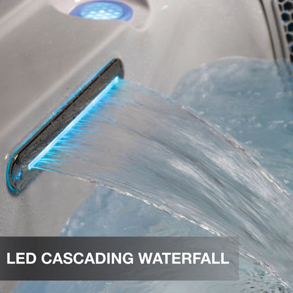 Liberty Spas KH-10206 Model LYS5000 6‑Person Hot Tub, 34 Jets, LED Lights, Bluetooth Audio, Waterfalls, Aromatherapy; Glacier Filtration; Bluetooth Audio; LED Lighting & Dual Waterfalls