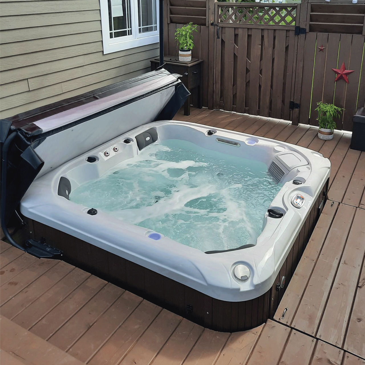 Liberty Spas KH-10206 Model LYS5000 6‑Person Hot Tub, 34 Jets, LED Lights, Bluetooth Audio, Waterfalls, Aromatherapy; Glacier Filtration; Bluetooth Audio; LED Lighting & Dual Waterfalls