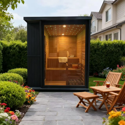 New Luxury High-End Black Square Outdoor Sauna – Modern Backyard Wellness Cabin