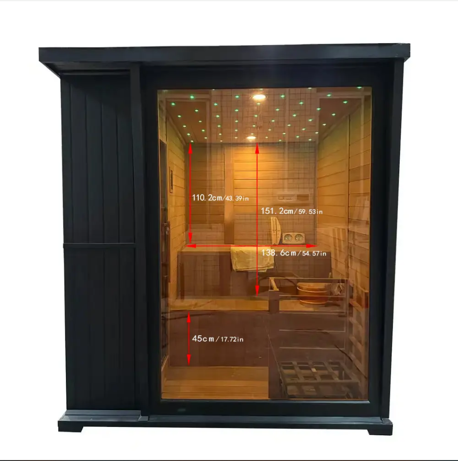 New Luxury High-End Black Square Outdoor Sauna – Modern Backyard Wellness Cabin