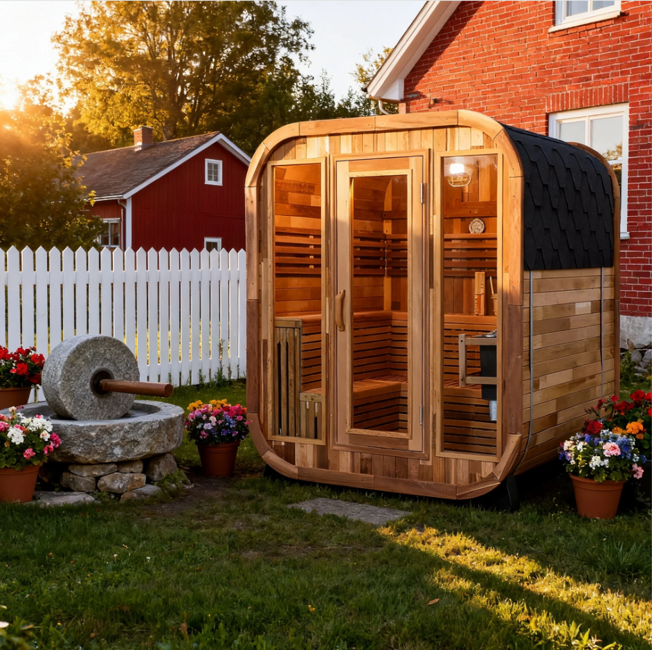 Patchwork Red Cedar Outdoor Square Sauna Traditional Steam Kit | Premi ...