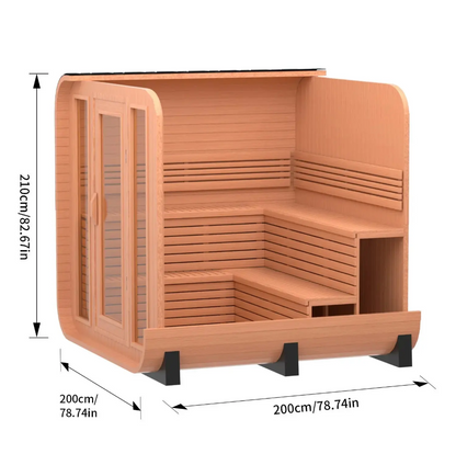 Patchwork Red Cedar Outdoor Square Sauna Traditional Steam Kit | Premium Spliced Red Cedar Construction