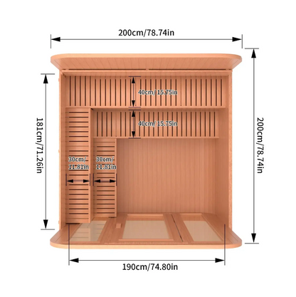 Patchwork Red Cedar Outdoor Square Sauna Traditional Steam Kit | Premium Spliced Red Cedar Construction