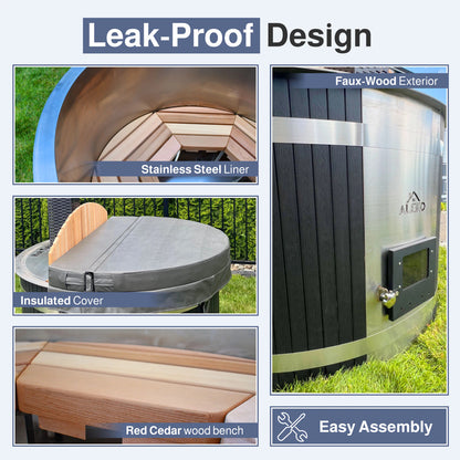 ALEKO Stainless Steel Hot Tub & Cold Plunge Tub 1-3 Person