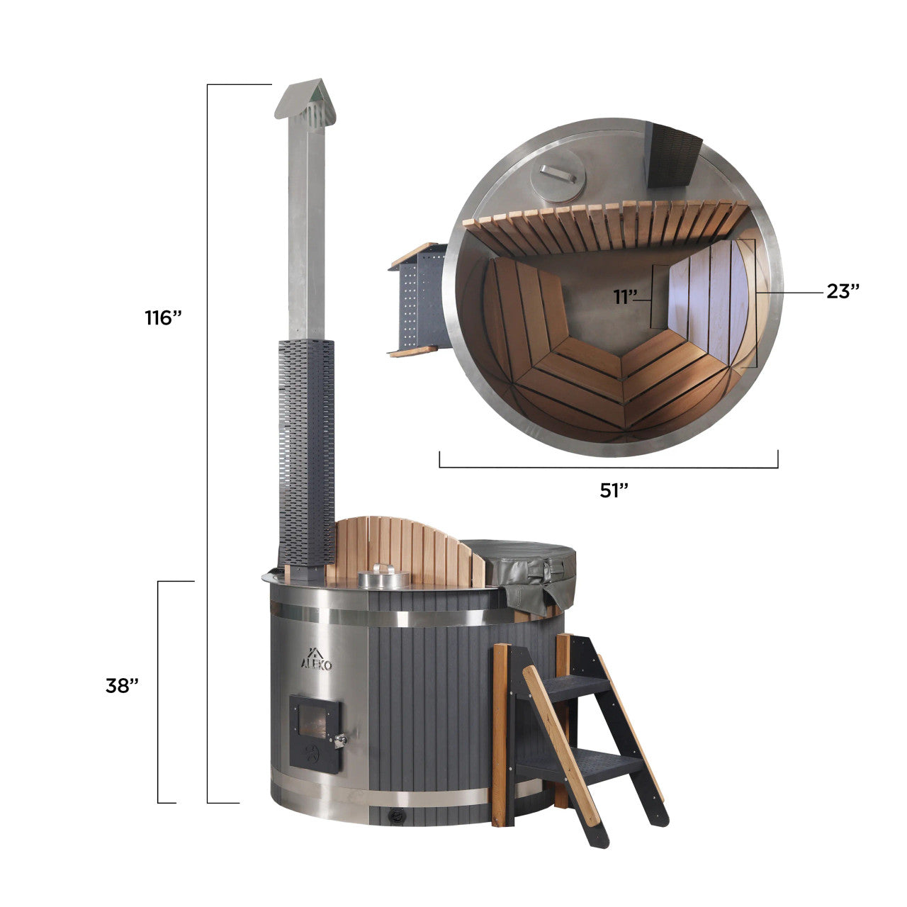 ALEKO Stainless Steel Hot Tub & Cold Plunge Tub 1-3 Person
