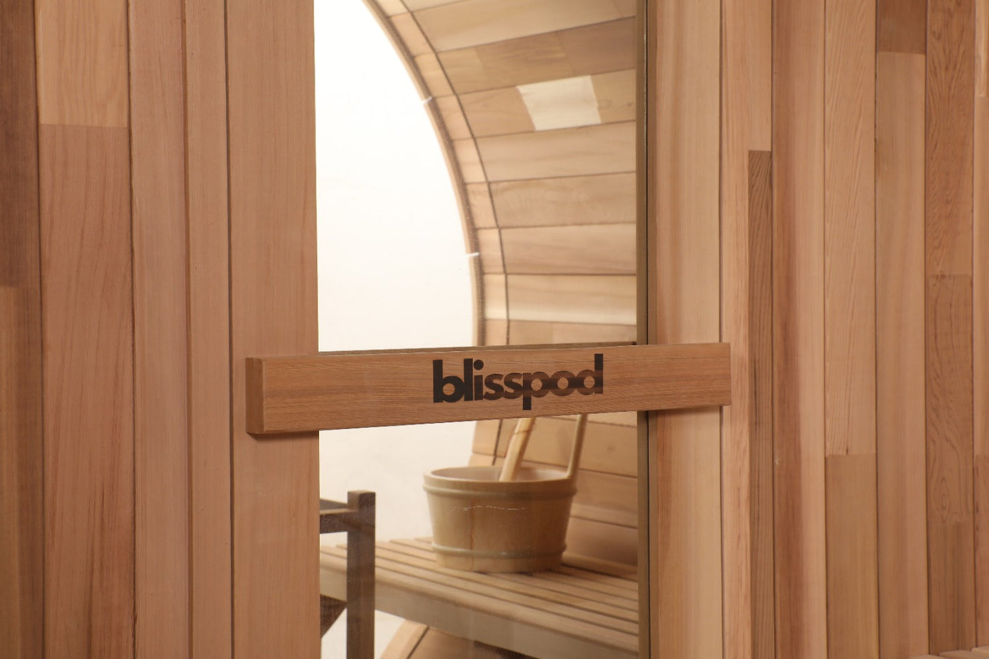 Blisspod | Prague | Canadian Red Cedar Outdoor Steam Barell Sauna | Full Glass Back