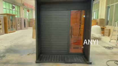 New Luxury High-End Black Square Outdoor Sauna – Modern Backyard Wellness Cabin